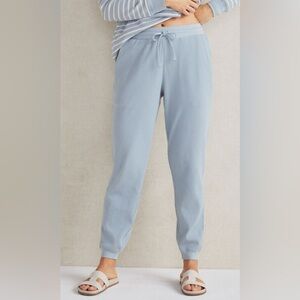 TALBOTS Haven Well Within Blue Cotton Waffle Knit Joggers Lounge Pants XL EUC